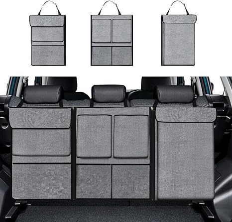 Hovom Car Trunk Organizer, Cargo Storage Bag with 7 Large Pockets, Gray