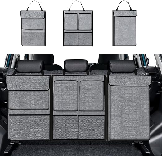 Hovom Car Trunk Organizer, Cargo Storage Bag with 7 Large Pockets, Gray