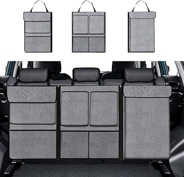 Hovom Car Trunk Organizer, Cargo Storage Bag with 7 Large Pockets, Gray