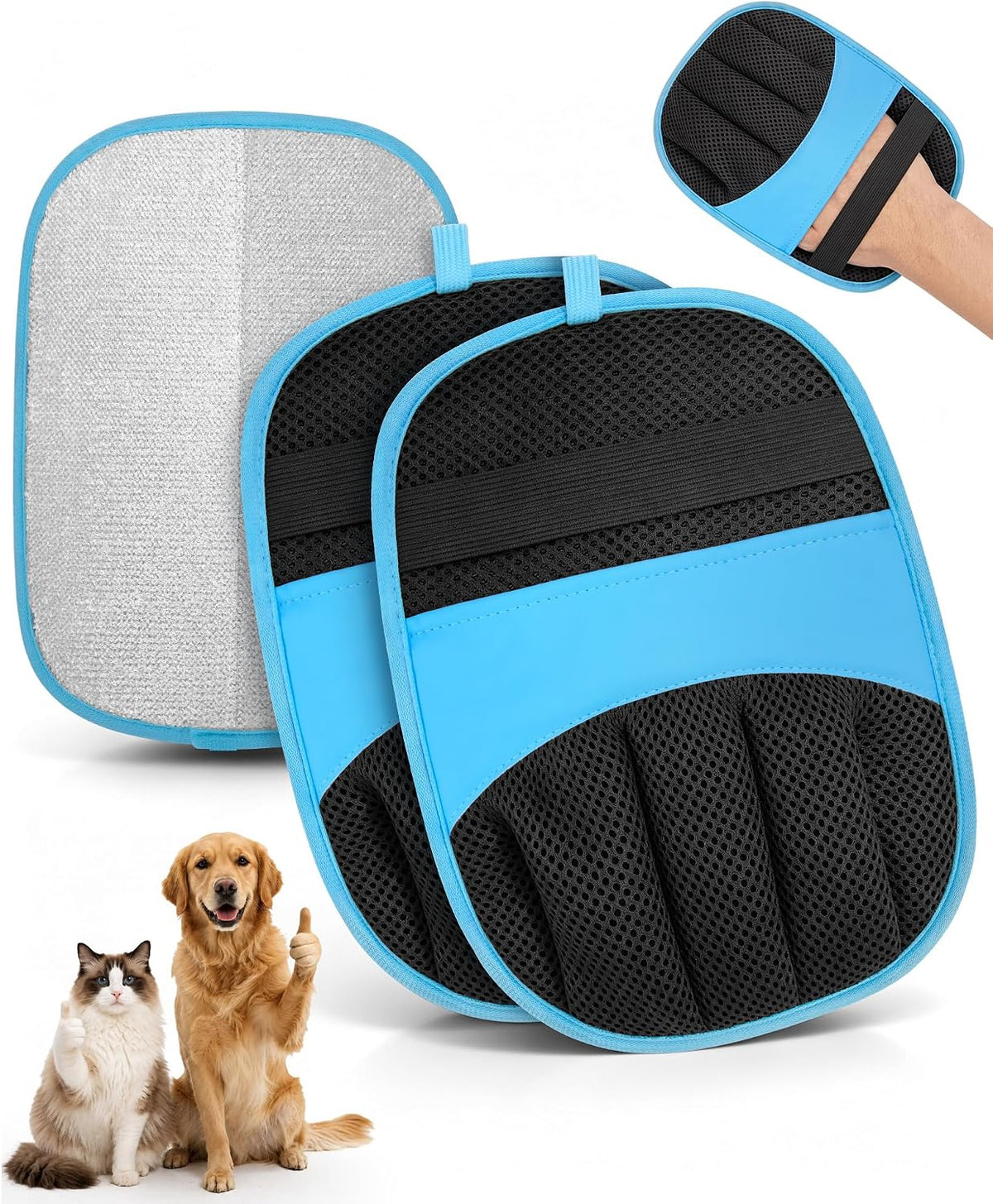 2 Pack Pet Hair Removal Glove for Dogs & Cats, Reusable