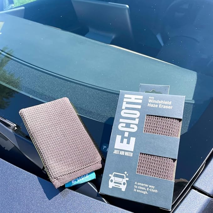 E-Cloth Windshield Haze Eraser - Interior Windshield & Car Window Cleaner Tool, Keeps Mirrors Clean, Spot Washes Inside Glass, Car Cleaning Supplies, Microfiber Sponge, Streak Free Finish - 2 Pack