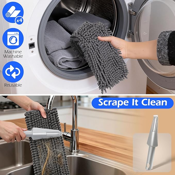 MASTERTOP Microfiber Dust Mop,Double-Sided Flat Mops for Hardwood Floors with 4 Reusable Mop Pads, Floor Mops with Stainless Steel Handle and Extension, Cleaner for Hardwood, Vinyl, Laminate, Tile