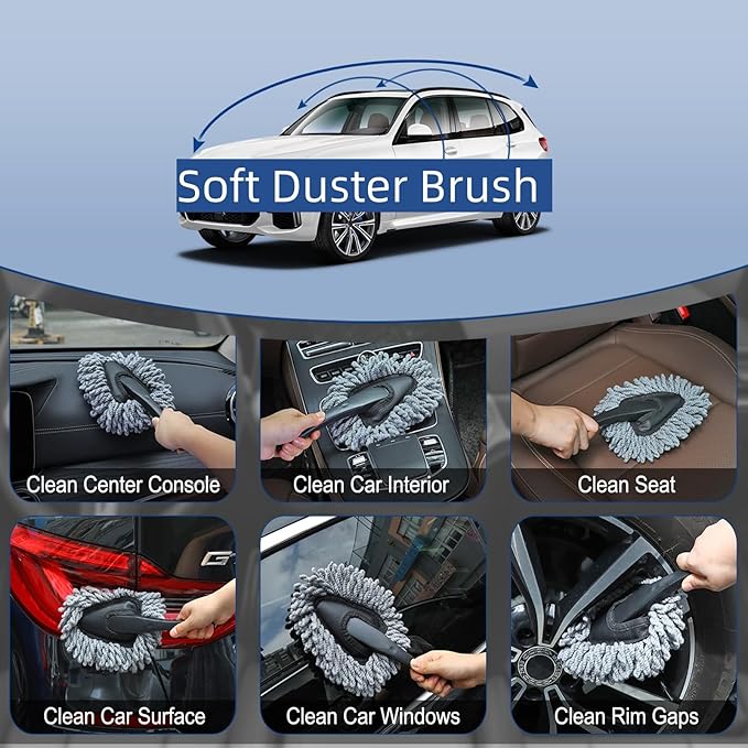 Fitosy Car Interior Duster Detail Brush Cleaning Gel Kit, Soft Dash Vent Dusting Slime Putty Detailing Brushes Accessories Essentials Supplies Tools for Auto,Truck,SUV,RV