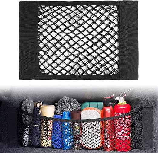 Universal Car Pouch Mesh Ceiling Netting Storage Elastic Trunk Organizer with Wall Sticker Net Pocket, Black Load Cargo 
