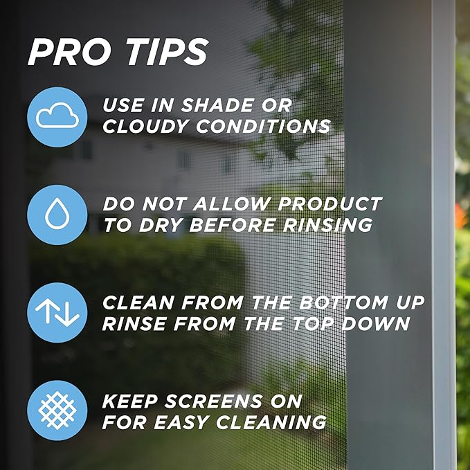 30 SECONDS Outdoor Window & Screen Concentrated Cleaner for Glass, Patio Doors, Fiberglass, Furniture - No Screen Removal Required, Spray & Rinse - Refill for Hose End Sprayer Bottles, 1.1 Gallon