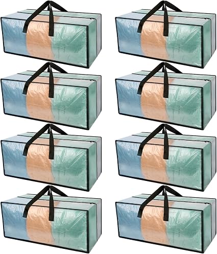 Heavy Duty Clear Moving Bags with Strong Zipper & Comfortable Handles