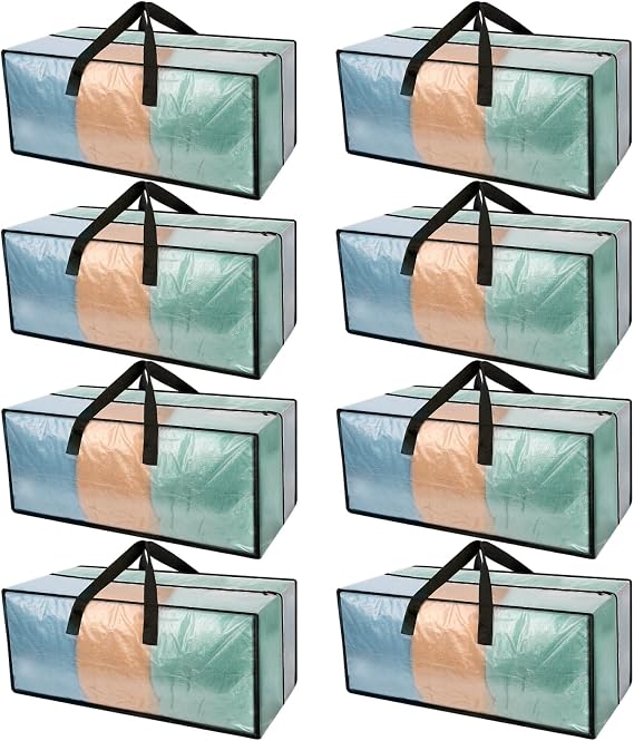 Heavy Duty Clear Moving Bags with Strong Zipper & Comfortable Handles