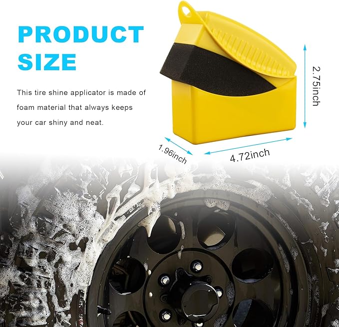 Augeny 2PCS Tire Dressing Applicator, Reusable Car Tire Shine Sponge Pad With Lid, Durable Foam Auto Wheel Detailing for Vehicle Waxing Polishing Cleaning (Yellow)