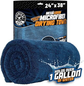 Chemical Guys, Megalodon Twisted Loop Microfiber Drying Towel, 24 x 36 in