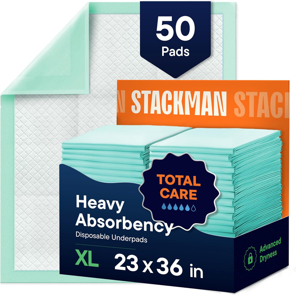 Chucks Pads Disposable [50-Pack] Underpads 23x36 Incontinence Chux Pads Absorbent Fluff Protective Bed Pads, Pee Pads for Babies, Kids, Adults & Elderly | Puppy Pads Large for Training Leak Proof