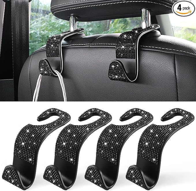 LivTee Car Seat Headrest Hook, Auto Seat Hook Hangers Storage Organizer Interior Accessories for Purse Coats Umbrellas G