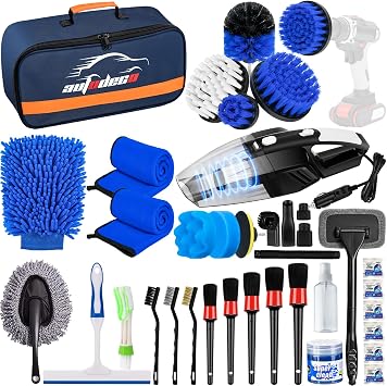 37Pcs Car Detailing Brush Set, Car Detailing Kit, Auto Detailing Drill Brush Set, Car Detailing Brushes, Car Wash Cleani