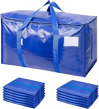 TICONN 12 Pack Extra Large Moving Bags Heavy Duty with Zippers & Carrying Handles, Durable Storage Bags Moving Boxes for