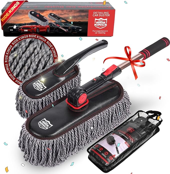 Exterior Car Duster & Brush Kit - Washable Microfiber