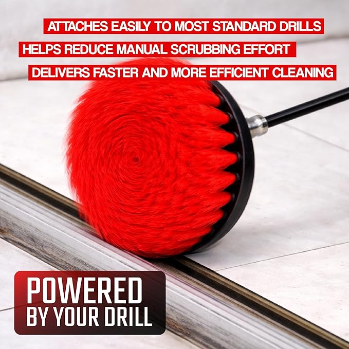 6-Piece Drill Brush Cleaning Set – Power Scrubber Attachments with 2”, 3.5”, 4” & 5” Brushes, Durable PP & PET Bristles for Bathroom, Tile, Grout, Kitchen, Tub & Floor Cleaning