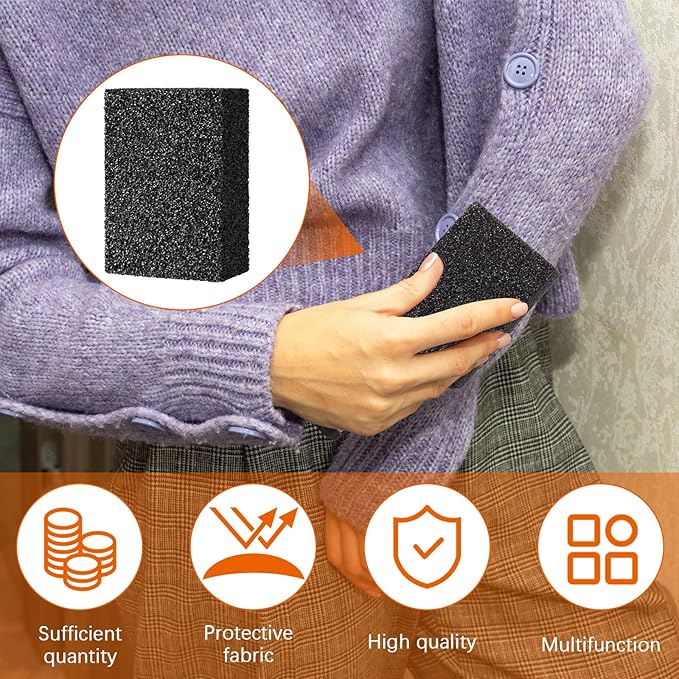 4 Pcs Sweater Pill Remover Fuzz Defuzzer Remover Stone Lint Remover Tools for Sweater Pilling Removal Fuzz Lint Remover, Black, 3.9 x 2.8 x 1.6 Inch