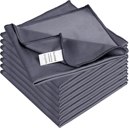 KLNYOO Microfiber Glass Cleaning Cloths Lint Free Streak Free Quickly and Easily Clean Windows & Mirrors Without Chemica