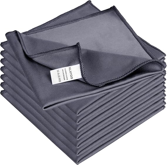 KLNYOO Microfiber Glass Cleaning Cloths Lint Free Streak Free Quickly and Easily Clean Windows & Mirrors Without Chemica