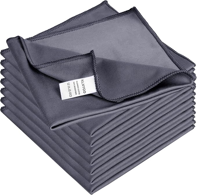KLNYOO Microfiber Glass Cleaning Cloths Lint Free Streak Free Quickly and Easily Clean Windows & Mirrors Without Chemica