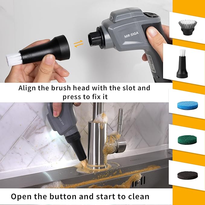 MR.SIGA Electric Spin Scrubber Detailed Brush Refills, 3 Pack