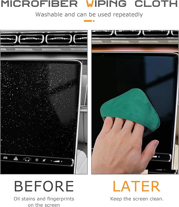 SCUARI Car Screen Cleaner,Touch Screen Cleaner for Car,Car Accessories Car Screen Wipes,Foldable Car Screen Cleaner Cloth,Square Microfiber Screen Cleaning Pad,Fits Car Dashboard LCD Display (Green)