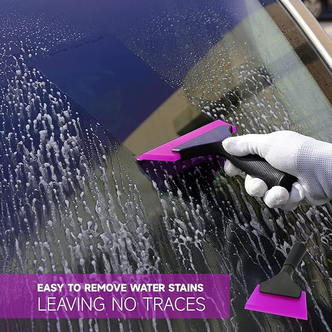 FOSHIO Small Squeegee with 5 Inch Pink Rubber Blade Mini Wiper Window Tinting Tools for Mirror Glass Window Cleaner with Non-Slip Handle