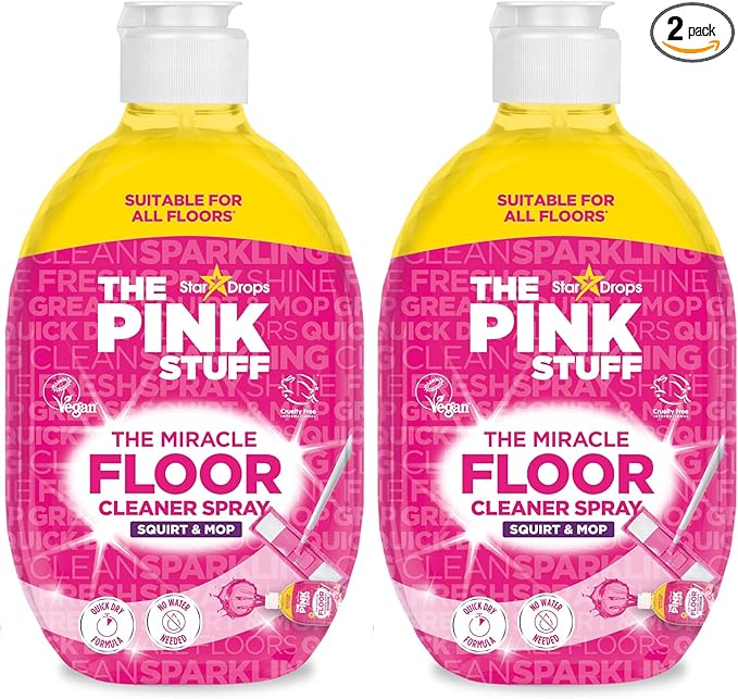 Stardrops The Pink Stuff The Miracle Floor Cleaner Spray – Squirt & Mop Formula for Sparkling Clean Floors – Fast Drying,Streak-Free Finish,Fresh Fragrance,25.3 fl oz,(Pack of 2)