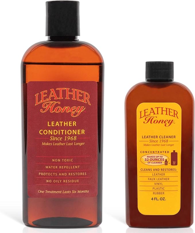 Leather Honey Complete Leather Care Kit Including 4 oz Cleaner and 8 oz Conditioner for use on Leather Apparel, Furnitur