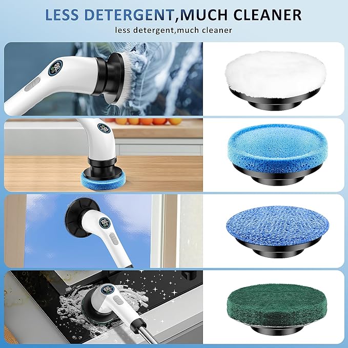 Yesayce 8pcs Electric Spin Scrubber Replacement Brush Heads, Extra Brushes Kit for Bathroom Floor Tile, Bathtub, Glass, Car, Kitchen Cleaning