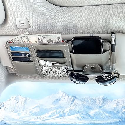 Keedolla Car Sun Visor Organizer with Zipper Pocket, Auto Interior Accessories Pocket Organizer Car Truck Visor Storage 