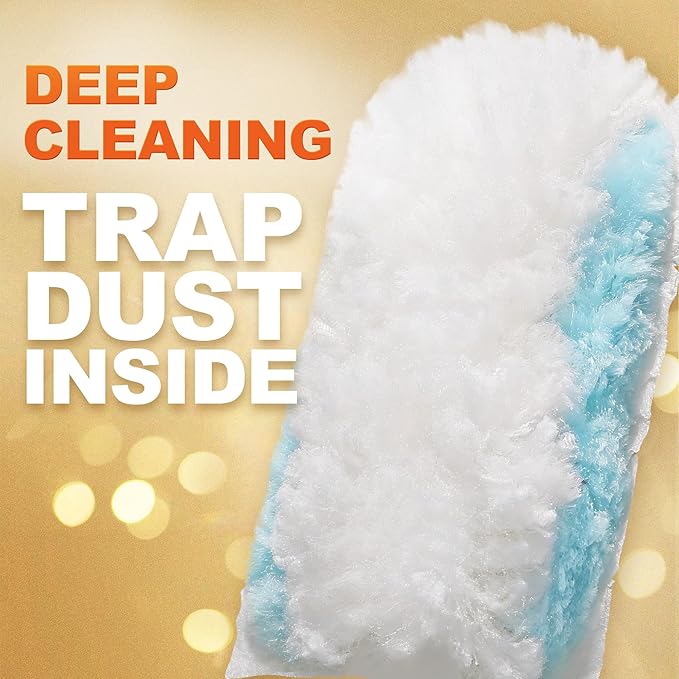 JOYMOOP Disposable Duster for Cleaning, with 2 Handles & 24 Ct Blue Heavy Duty Refills for Swiffer Feather Duster, Household Cleaning Tool for Electronics, Dusting Furniture, Blinds, Pet Hair