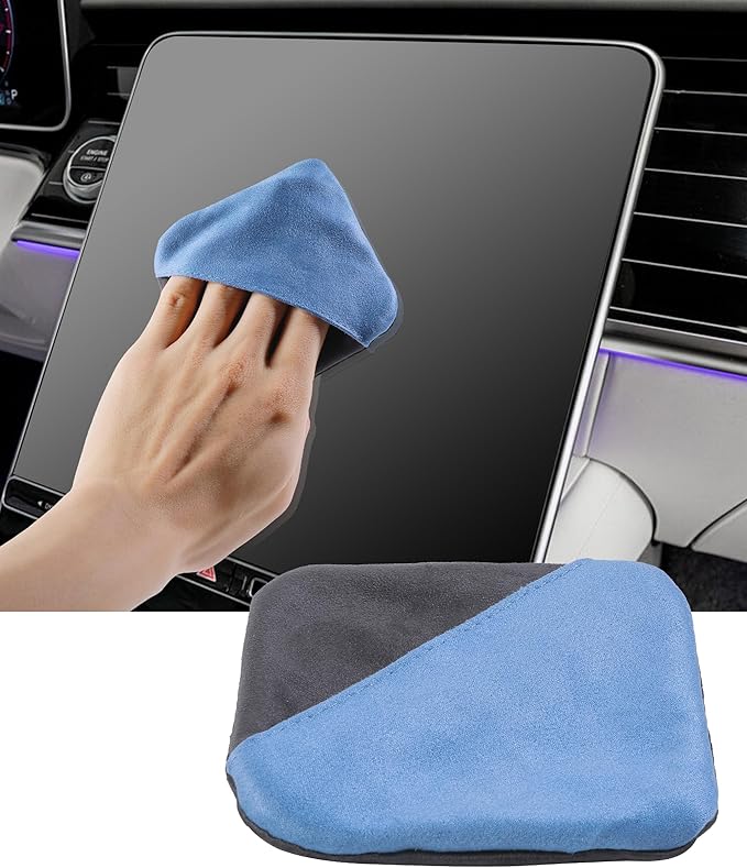 SCUARI Car Screen Cleaner,Touch Screen Cleaner for Car,Car Accessories Car Screen Wipes,Foldable Car Screen Cleaner Cloth,Square Microfiber Screen Cleaning Pad,Fits Car Dashboard LCD Display (Blue)