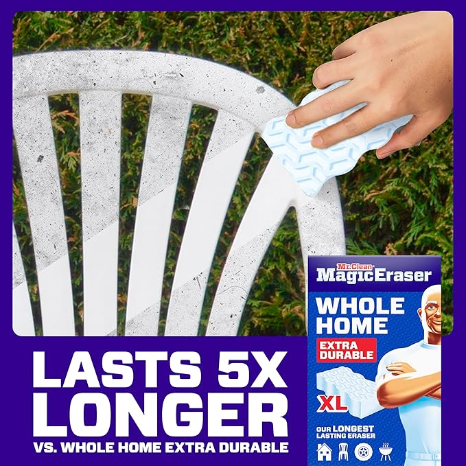 Mr. Clean Magic Eraser Sponge, All Purpose Cleaner, Long Lasting Cleaning Scrubber,Wall,Sneaker,Oven, Kitchen, Bathroom Cleaner, Shower Cleaning Supplies, Whole Home Extra Durable XL, 6ct (Pack of 3)