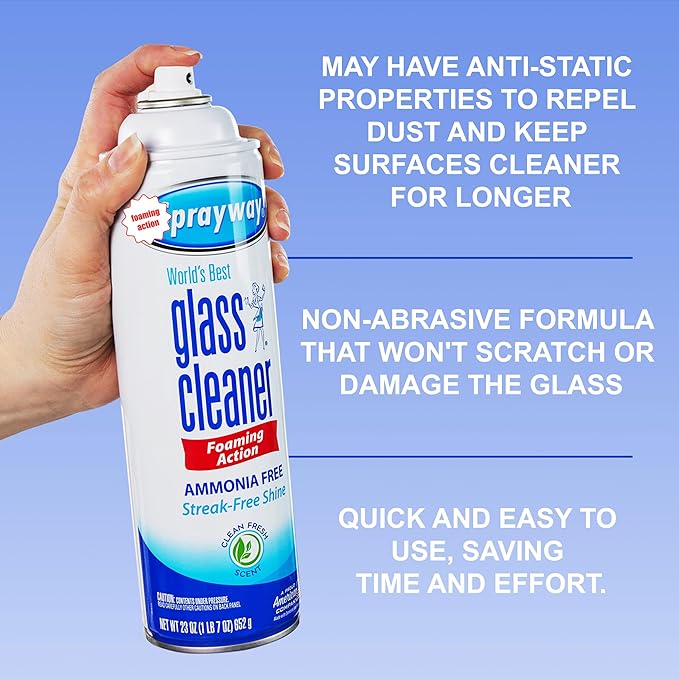 The Award Box Sprayway Glass Cleaner Foam Action Cleaner 19 oz. with Cleaning Cloth in Packaging (3 Pack)