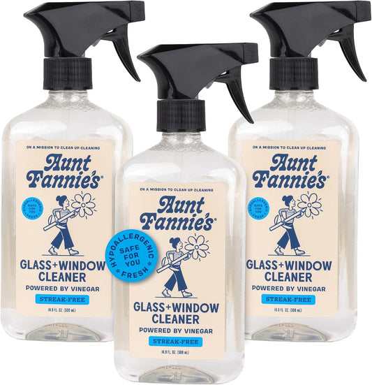 Aunt Fannie's Glass & Window Vinegar Spray, Streak-Free, 16.9 oz, Pack of 3