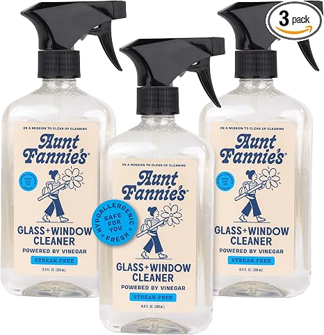 Aunt Fannie's Glass & Window Vinegar Spray, Streak-Free, 16.9 oz, Pack of 3