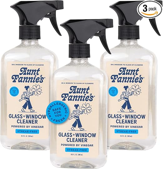 Aunt Fannie's Glass & Window Vinegar Spray, Streak-Free, 16.9 oz, Pack of 3