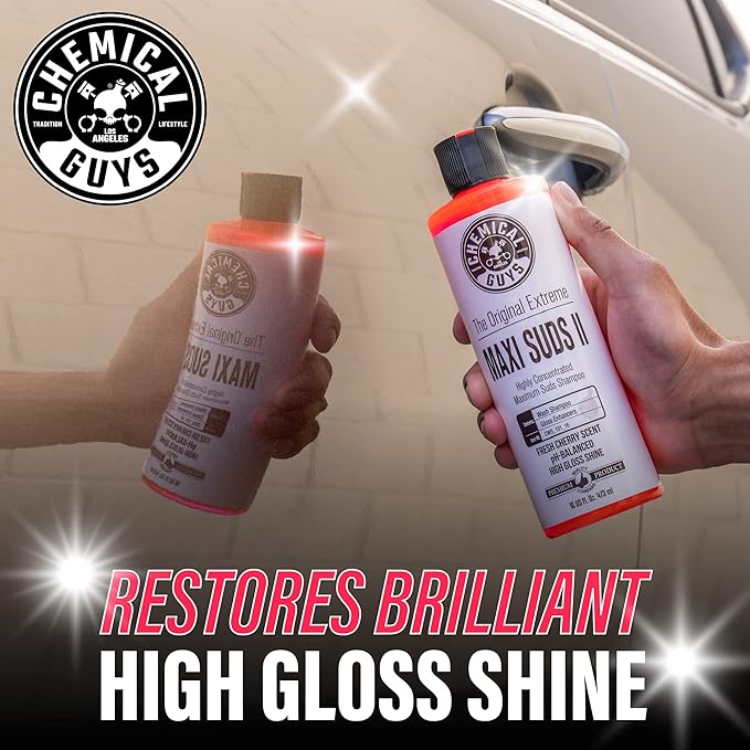 Chemical Guys CWS_101_16 Maxi-Suds II Foaming Car Wash Soap (Works with Foam Cannons, Foam Guns or Bucket Washes) Safe for Cars, Trucks, Motorcycles, RVs & More, 16 fl oz, Cherry Scent (Pack of 2)