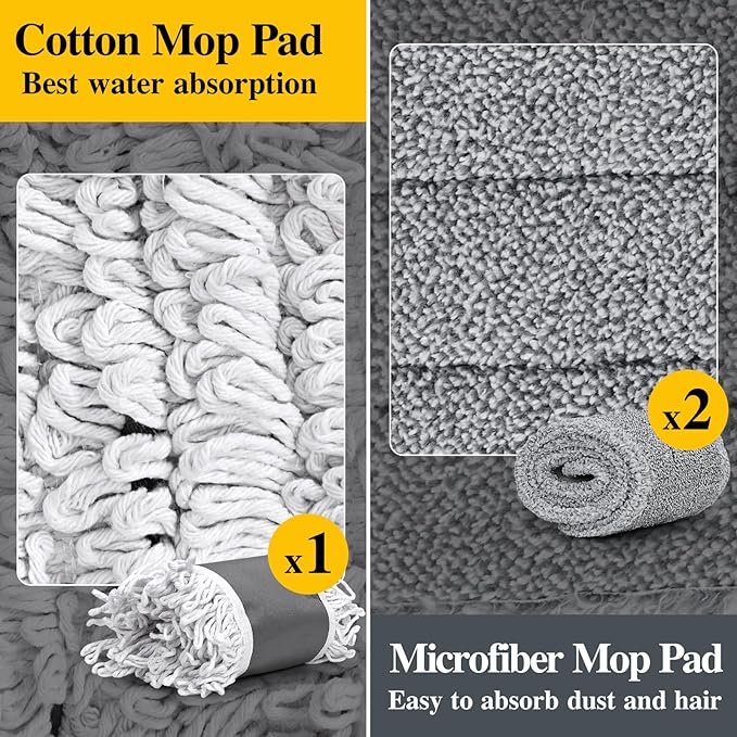 MASTERTOP Commercial Mop, 36'' Large Dust Mop,Heavy Duty Industrial Push Mops with 3 Reusable Microfibre Pads & 62'' Adjustable Handle for Home,Hotel,Mall,Warehouse
