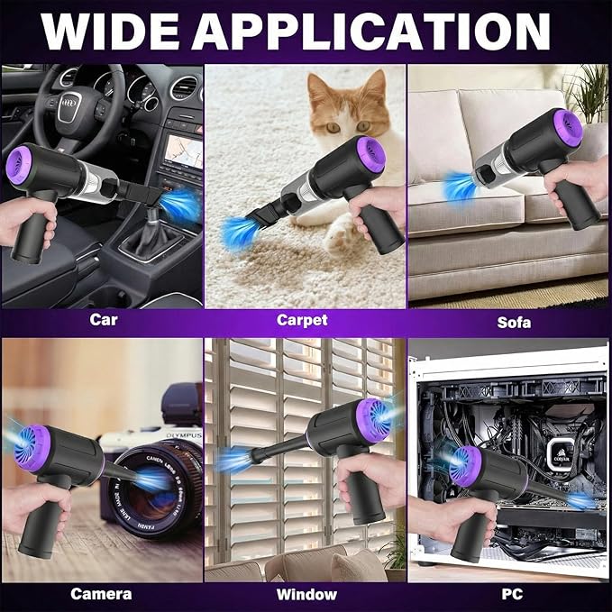 14.5KPA Computer Vacuum Cleaner &Cordless Electric Air Duster 3-in-1,110000RPM Replaces Canned Air for PC Tower &Laptop Sewing Machine Keyboard Vac USB Rechargeable Desk Crumbs Dust Cleaner