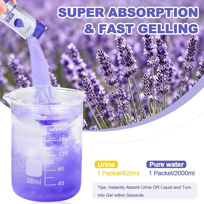 Lavender Portable Toilet Gel, Poo Gel for Potty, Camping Toilet Powder for Bucket, Eco Absorbent Gelling, Portable Urine Packets for Outdoor Recreation Supplies (Lavender-30 Packets, 10g of each)