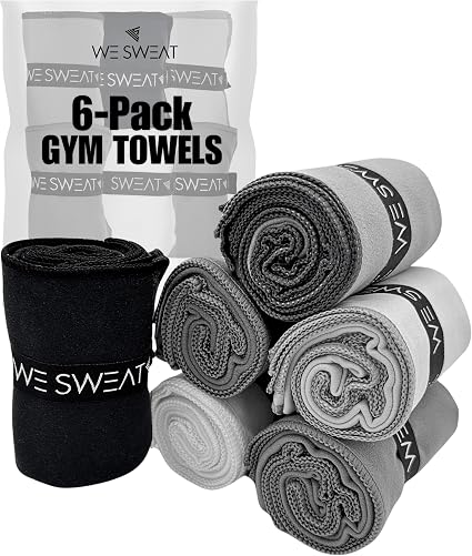 We Sweat’s (6 Pack) Microfiber Gym Towels, Highly Absorbent Soft Odor-Free