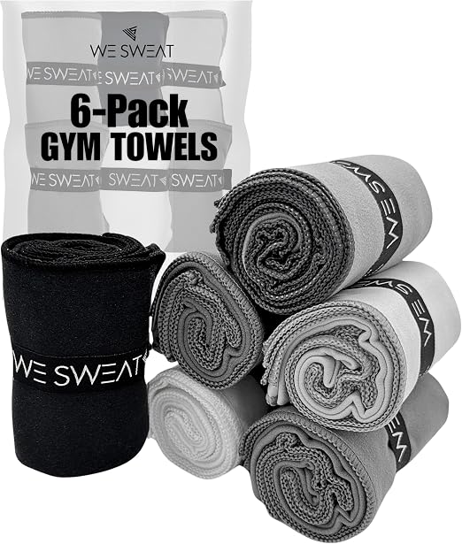 We Sweat’s (6 Pack) Microfiber Gym Towels, Highly Absorbent Soft Odor-Free