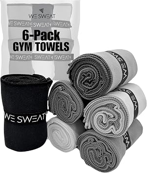 We Sweat’s (6 Pack) Microfiber Gym Towels, Highly Absorbent Soft Odor-Free