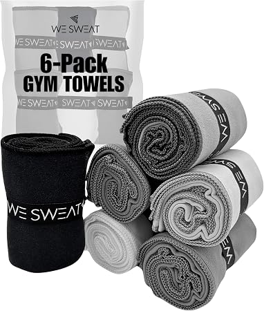 We Sweat’s (6 Pack) Microfiber Gym Towels, Highly Absorbent Soft Odor-Free