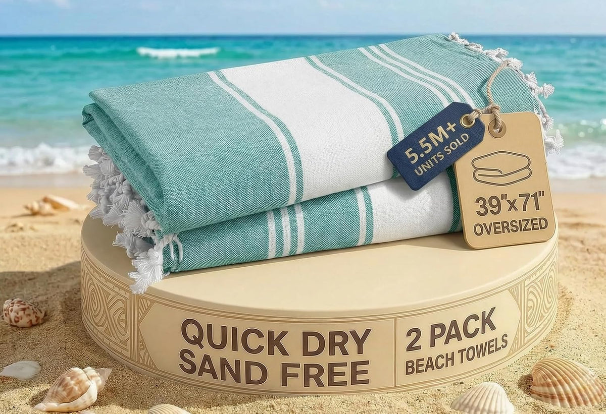 Beach Towel Oversized, Super Absorbent, Durable - Hunter Green