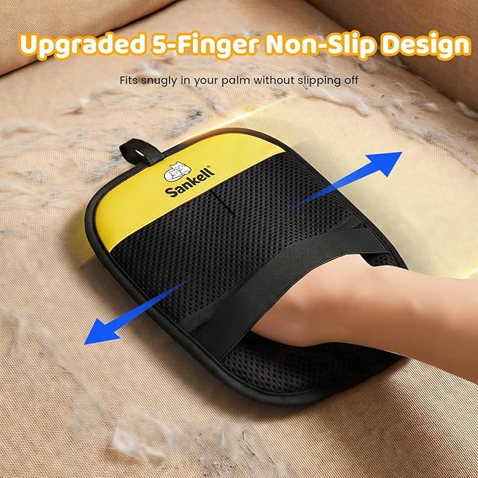 Pet Hair Removal Glove for Dogs & Cats, Sankell Upgraded Reusable Electrostatic Pet Hair Remover Glove, Magic Brush Mitt Tool for Couch, Furniture, Bed, Clothing, Carpet, Car Seat