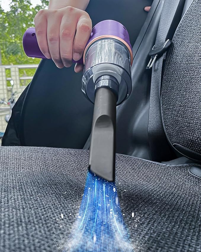 Mini Vacuum Cleaner Cordless with LED Light | 15000 Pa Hand Vacuum Cordless Rechargeable - Portable 3-in-1 Powerful Car Vacuums with Multi-Nozzles for Car, Home, Pet Hair, Blue