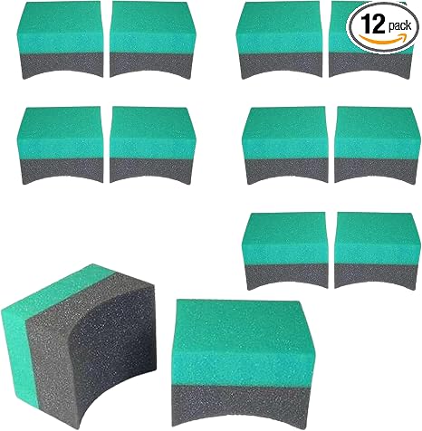 Hi-Tech Tire Dressing Applicator 12 Pack - Durable and Reusable, Contoured Tire Shine and Dressing Sponge for Your Car's