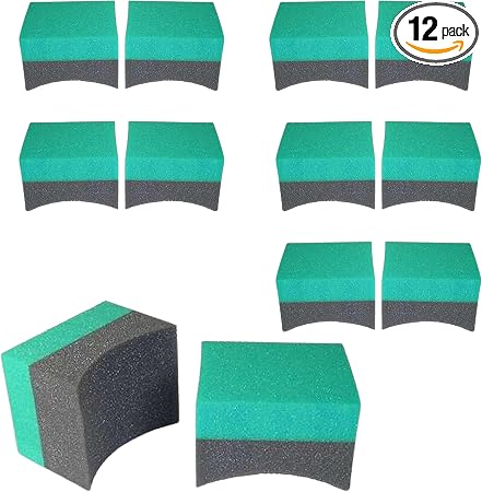 Hi-Tech Tire Dressing Applicator 12 Pack - Durable and Reusable, Contoured Tire Shine and Dressing Sponge for Your Car's